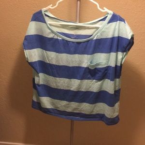 AE boxy blue striped top